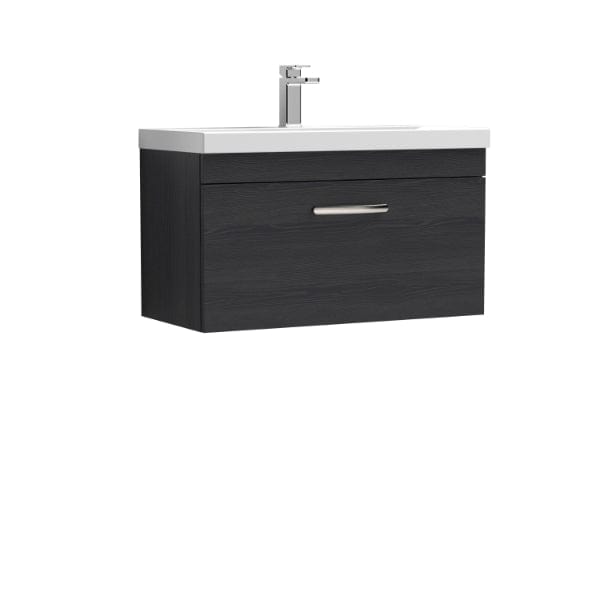 Nuie Wall Hung Vanity Units,Modern Vanity Units,Basins With Wall Hung Vanity Units,Nuie Charcoal Black Nuie Athena 1 Drawer Wall Hung Vanity Unit With Basin-2 800mm Wide