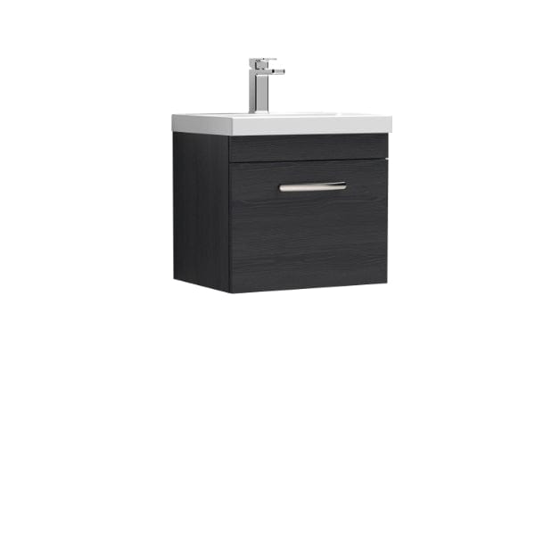 Nuie Wall Hung Vanity Units,Modern Vanity Units,Basins With Wall Hung Vanity Units,Nuie Charcoal Black Nuie Athena 1 Drawer Wall Hung Vanity Unit With Basin-3 500mm Wide