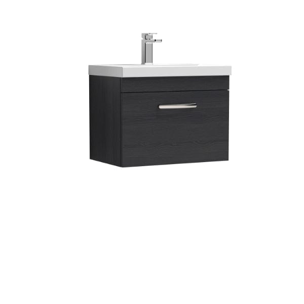 Nuie Wall Hung Vanity Units,Modern Vanity Units,Basins With Wall Hung Vanity Units,Nuie Charcoal Black Nuie Athena 1 Drawer Wall Hung Vanity Unit With Basin-3 600mm Wide