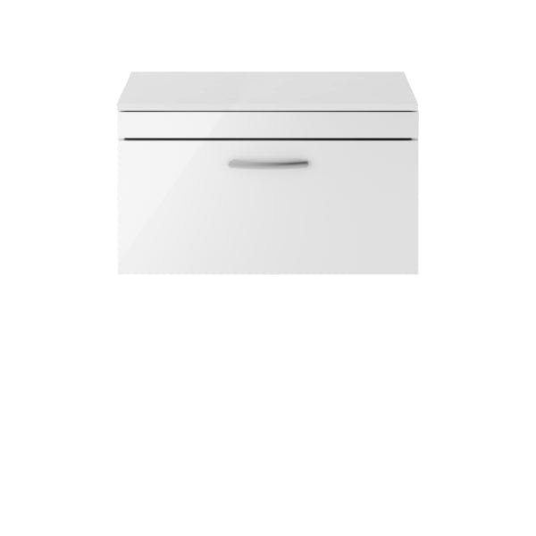 Nuie Wall Hung Vanity Units,Modern Vanity Units,Basins With Wall Hung Vanity Units,Nuie Gloss White Nuie Athena 1 Drawer Wall Hung Vanity Unit With Worktop 800mm Wide