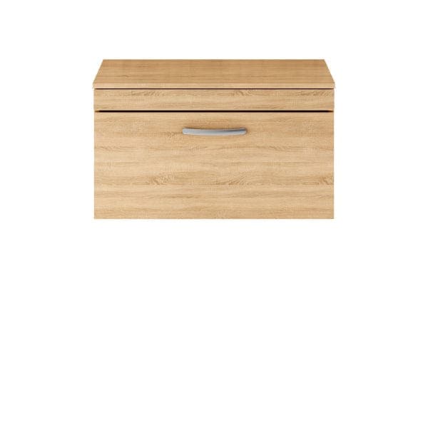 Nuie Wall Hung Vanity Units,Modern Vanity Units,Basins With Wall Hung Vanity Units, Nuie Natural Oak Nuie Athena 1 Drawer Wall Hung Vanity Unit With Worktop 800mm Wide