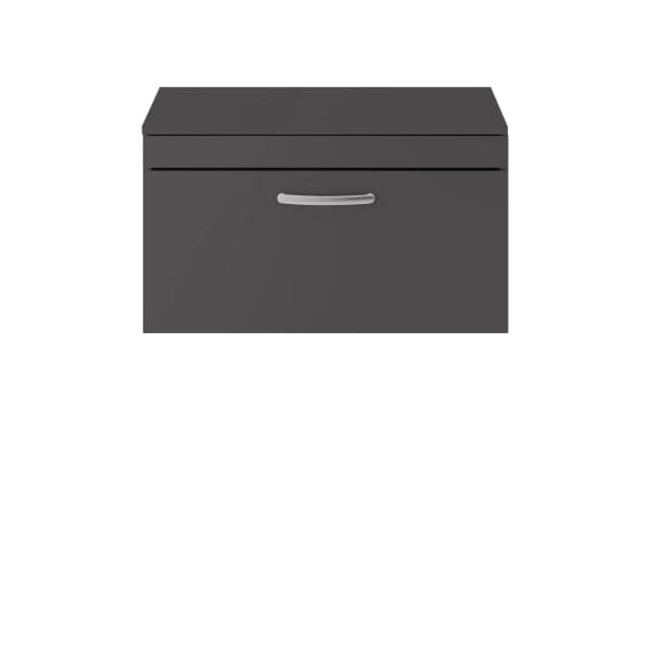 Nuie Wall Hung Vanity Units,Modern Vanity Units,Basins With Wall Hung Vanity Units, Nuie Gloss Grey Nuie Athena 1 Drawer Wall Hung Vanity Unit With Worktop 800mm Wide