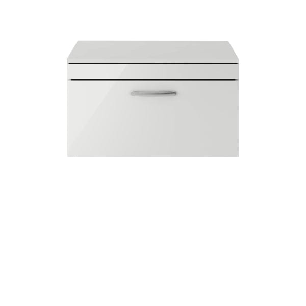 Nuie Wall Hung Vanity Units,Modern Vanity Units,Basins With Wall Hung Vanity Units, Nuie Gloss Grey Mist Nuie Athena 1 Drawer Wall Hung Vanity Unit With Worktop 800mm Wide
