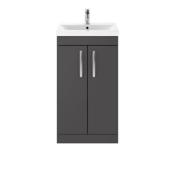 Nuie Floor Standing Vanity Units,Modern Vanity Units,Basins With Floor Standing Vanity Units,Nuie Gloss Grey Nuie Athena 2 Door Floorstanding Vanity Unit With Basin-2 500mm Wide