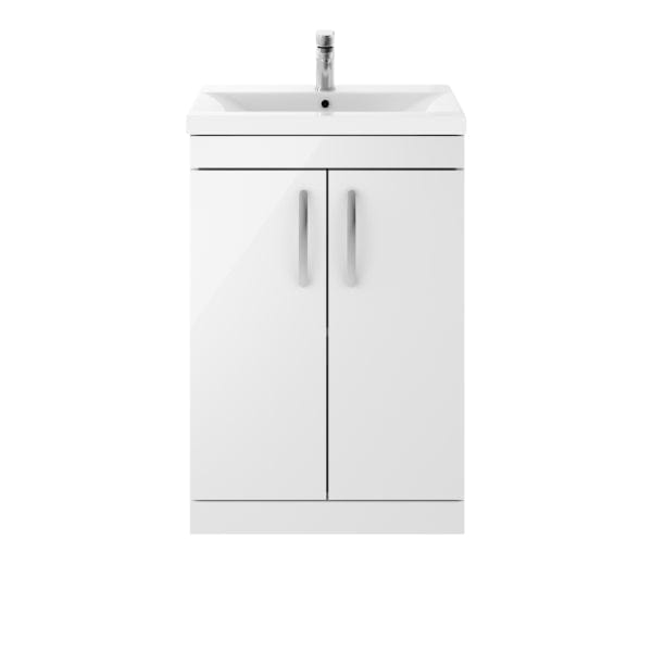 Nuie Floor Standing Vanity Units,Modern Vanity Units,Basins With Floor Standing Vanity Units,Nuie Gloss White Nuie Athena 2 Door Floorstanding Vanity Unit With Basin-2 600mm Wide