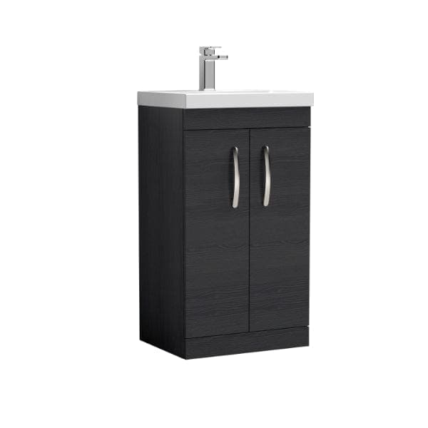 Nuie Floor Standing Vanity Units,Modern Vanity Units,Basins With Floor Standing Vanity Units,Nuie Charcoal Black Nuie Athena 2 Door Floorstanding Vanity Unit With Basin-4 500mm Wide