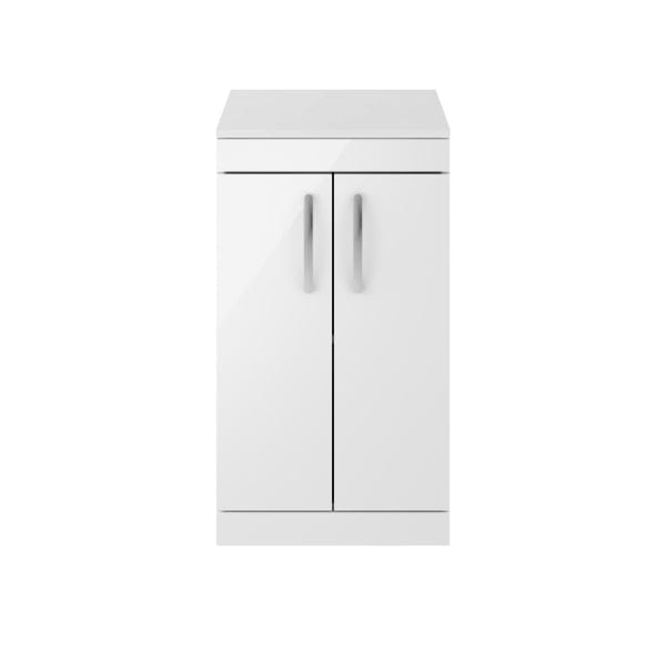 Nuie Floor Standing Vanity Units,Modern Vanity Units,Basins With Floor Standing Vanity Units,Nuie Gloss White Nuie Athena 2 Door Floorstanding Vanity Unit With Worktop 500mm Wide