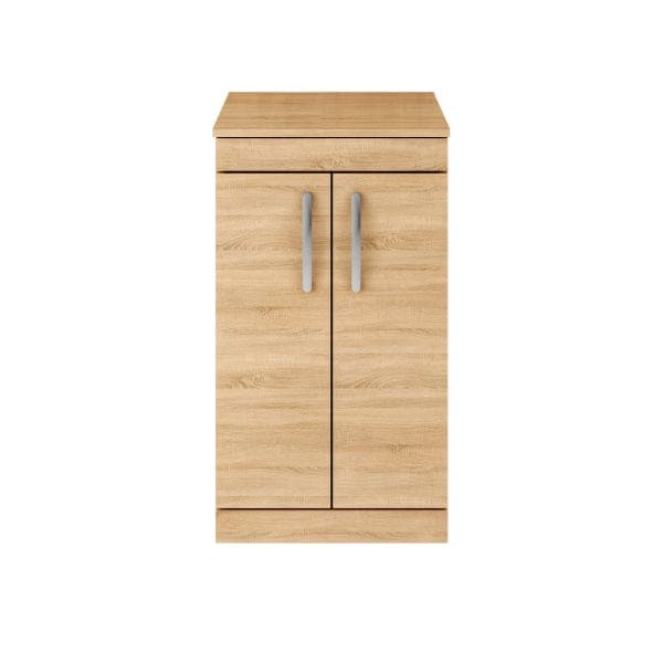 Nuie Floor Standing Vanity Units,Modern Vanity Units,Basins With Floor Standing Vanity Units, Nuie Natural Oak Nuie Athena 2 Door Floorstanding Vanity Unit With Worktop 500mm Wide