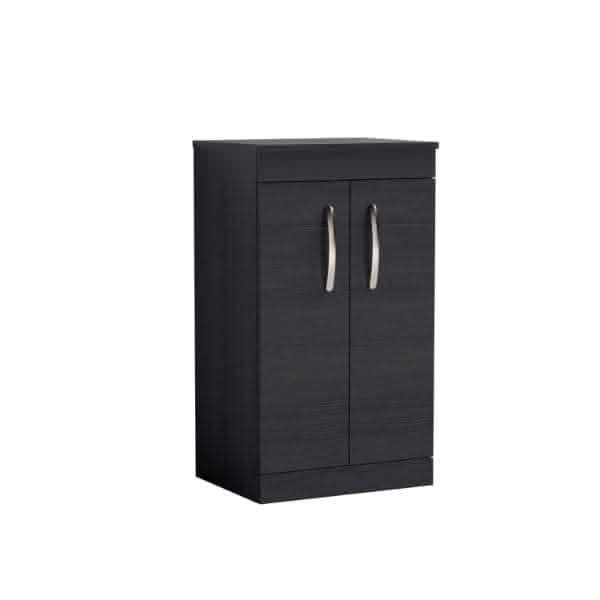 Nuie Floor Standing Vanity Units,Modern Vanity Units,Basins With Floor Standing Vanity Units, Nuie Charcoal Black Nuie Athena 2 Door Floorstanding Vanity Unit With Worktop 500mm Wide