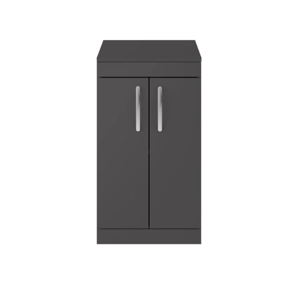 Nuie Floor Standing Vanity Units,Modern Vanity Units,Basins With Floor Standing Vanity Units, Nuie Gloss Grey Nuie Athena 2 Door Floorstanding Vanity Unit With Worktop 500mm Wide