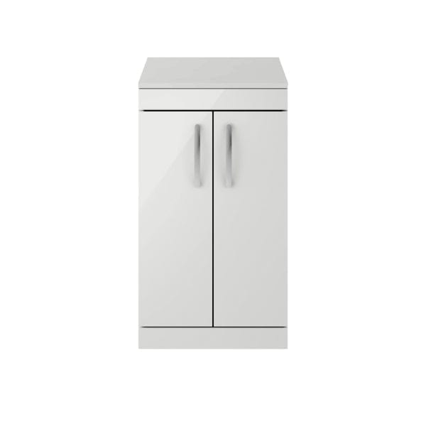 Nuie Floor Standing Vanity Units,Modern Vanity Units,Basins With Floor Standing Vanity Units, Nuie Gloss Grey Mist Nuie Athena 2 Door Floorstanding Vanity Unit With Worktop 500mm Wide