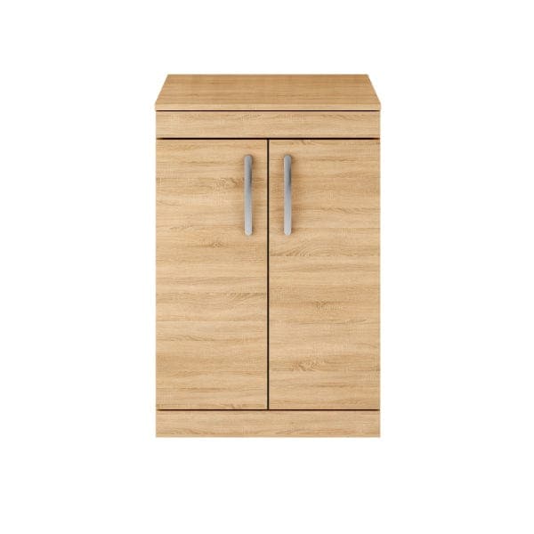 Nuie Floor Standing Vanity Units,Modern Vanity Units,Basins With Floor Standing Vanity Units,Nuie Natural Oak Nuie Athena 2 Door Floorstanding Vanity Unit With Worktop 600mm Wide