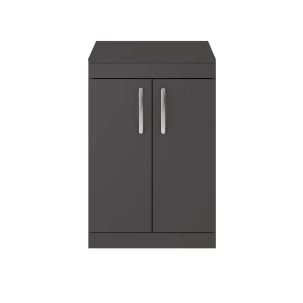 Nuie Floor Standing Vanity Units,Modern Vanity Units,Basins With Floor Standing Vanity Units,Nuie Gloss Grey Nuie Athena 2 Door Floorstanding Vanity Unit With Worktop 600mm Wide