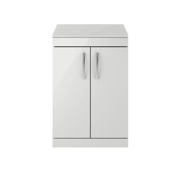 Nuie Floor Standing Vanity Units,Modern Vanity Units,Basins With Floor Standing Vanity Units,Nuie Gloss Grey Mist Nuie Athena 2 Door Floorstanding Vanity Unit With Worktop 600mm Wide