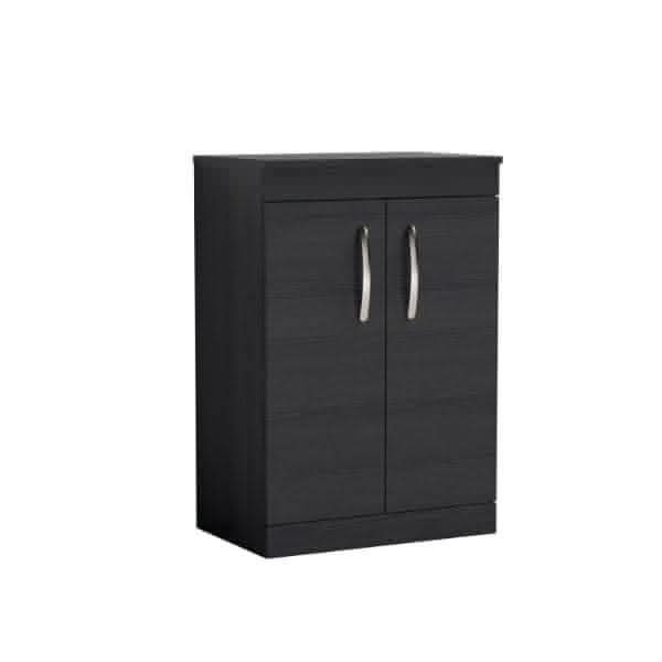 Nuie Floor Standing Vanity Units,Modern Vanity Units,Basins With Floor Standing Vanity Units,Nuie Charcoal Black Nuie Athena 2 Door Floorstanding Vanity Unit With Worktop 600mm Wide