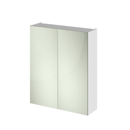 Nuie Non Illuminated Mirror Cabinets,Nuie Gloss White Nuie Athena 2 Door Non Illuminated Mirrored Cabinet (50/50) 600mm Wide