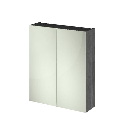 Nuie Non Illuminated Mirror Cabinets,Nuie Anthracite Woodgrain Nuie Athena 2 Door Non Illuminated Mirrored Cabinet (50/50) 600mm Wide