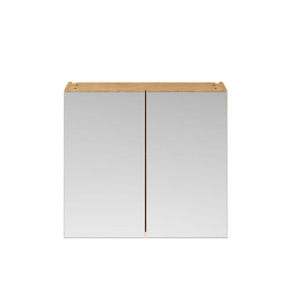 Nuie Non Illuminated Mirror Cabinets,Nuie Natural Oak Nuie Athena 2 Door Non Illuminated Mirrored Cabinet (50/50) 800mm Wide