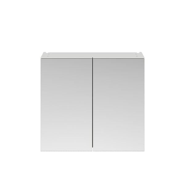 Nuie Non Illuminated Mirror Cabinets,Nuie Gloss Grey Mist Nuie Athena 2 Door Non Illuminated Mirrored Cabinet (50/50) 800mm Wide