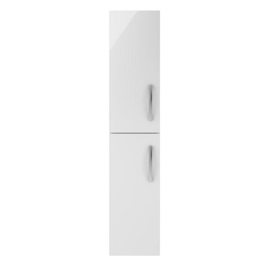 Nuie Tall Storage Units,Modern Storage Units Gloss White Nuie Athena 2 Door Wall Hung Tall Storage Unit 300mm Wide