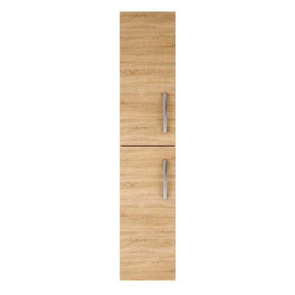 Nuie Tall Storage Units,Modern Storage Units Natural Oak Nuie Athena 2 Door Wall Hung Tall Storage Unit 300mm Wide