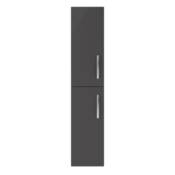 Nuie Tall Storage Units,Modern Storage Units Gloss Grey Nuie Athena 2 Door Wall Hung Tall Storage Unit 300mm Wide