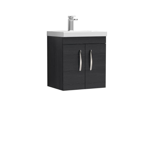 Nuie Wall Hung Vanity Units,Modern Vanity Units,Basins With Wall Hung Vanity Units,Nuie Charcoal Black Nuie Athena 2 Door Wall Hung Vanity Unit With Basin-4 500mm Wide
