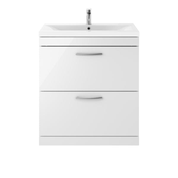 Nuie Floor Standing Vanity Units,Modern Vanity Units,Basins With Floor Standing Vanity Units,Nuie Gloss White Nuie Athena 2 Drawer Floorstanding Vanity Unit With Basin-1 800mm Wide