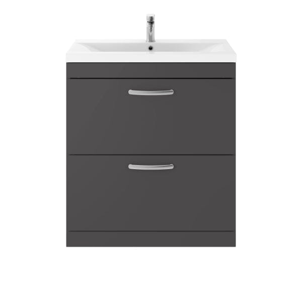 Nuie Floor Standing Vanity Units,Modern Vanity Units,Basins With Floor Standing Vanity Units,Nuie Gloss Grey Nuie Athena 2 Drawer Floorstanding Vanity Unit With Basin-1 800mm Wide