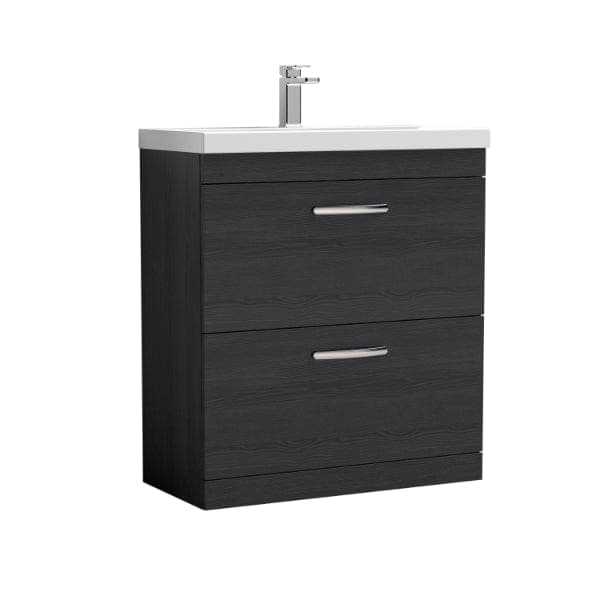 Nuie Floor Standing Vanity Units,Modern Vanity Units,Basins With Floor Standing Vanity Units,Nuie Charcoal Black Nuie Athena 2 Drawer Floorstanding Vanity Unit With Basin-3 800mm Wide