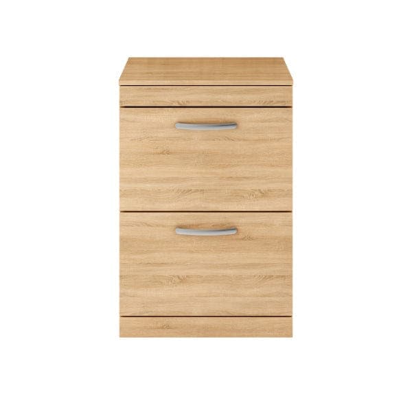 Nuie Floor Standing Vanity Units,Modern Vanity Units,Basins With Floor Standing Vanity Units,Nuie Natural Oak Nuie Athena 2 Drawer Floorstanding Vanity Unit With Worktop 600mm Wide