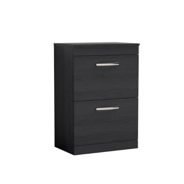 Nuie Floor Standing Vanity Units,Modern Vanity Units,Basins With Floor Standing Vanity Units,Nuie Charcoal Black Nuie Athena 2 Drawer Floorstanding Vanity Unit With Worktop 600mm Wide