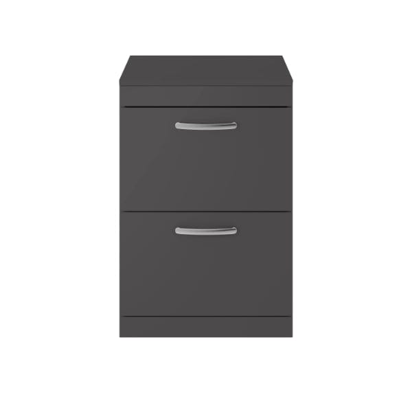 Nuie Floor Standing Vanity Units,Modern Vanity Units,Basins With Floor Standing Vanity Units,Nuie Gloss Grey Nuie Athena 2 Drawer Floorstanding Vanity Unit With Worktop 600mm Wide