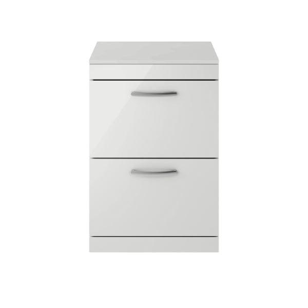 Nuie Floor Standing Vanity Units,Modern Vanity Units,Basins With Floor Standing Vanity Units,Nuie Gloss Grey Mist Nuie Athena 2 Drawer Floorstanding Vanity Unit With Worktop 600mm Wide