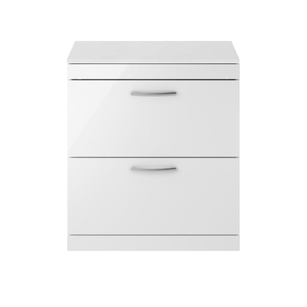 Nuie Floor Standing Vanity Units,Modern Vanity Units,Basins With Floor Standing Vanity Units,Nuie Gloss White Nuie Athena 2 Drawer Floorstanding Vanity Unit With Worktop 800mm Wide