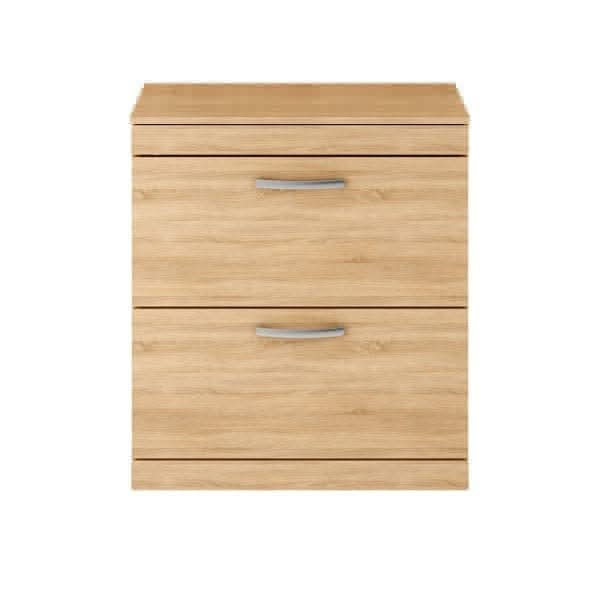 Nuie Floor Standing Vanity Units,Modern Vanity Units,Basins With Floor Standing Vanity Units,Nuie Natural Oak Nuie Athena 2 Drawer Floorstanding Vanity Unit With Worktop 800mm Wide