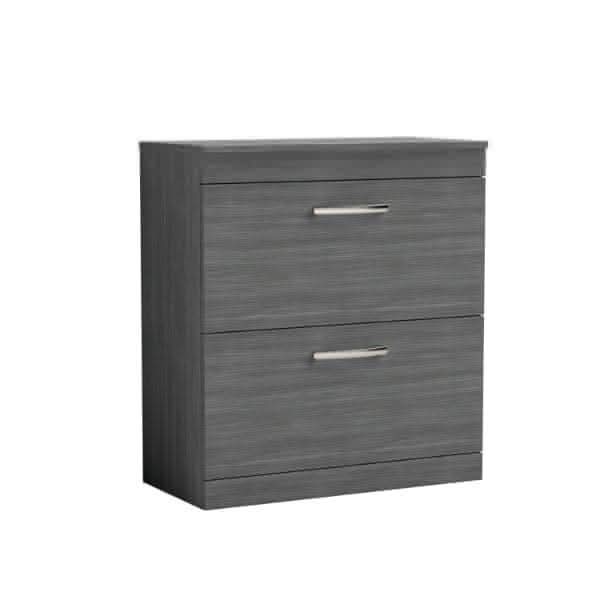 Nuie Floor Standing Vanity Units,Modern Vanity Units,Basins With Floor Standing Vanity Units,Nuie Anthracite Woodgrain Nuie Athena 2 Drawer Floorstanding Vanity Unit With Worktop 800mm Wide