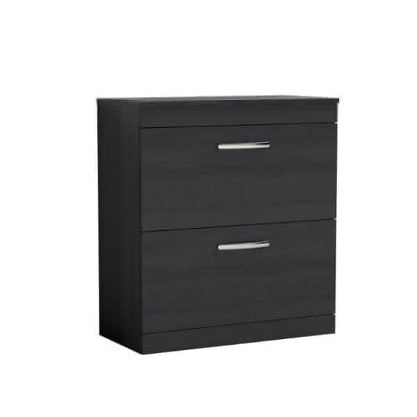 Nuie Floor Standing Vanity Units,Modern Vanity Units,Basins With Floor Standing Vanity Units,Nuie Charcoal Black Nuie Athena 2 Drawer Floorstanding Vanity Unit With Worktop 800mm Wide