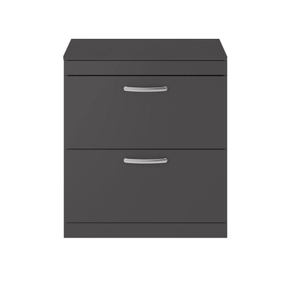 Nuie Floor Standing Vanity Units,Modern Vanity Units,Basins With Floor Standing Vanity Units,Nuie Gloss Grey Nuie Athena 2 Drawer Floorstanding Vanity Unit With Worktop 800mm Wide