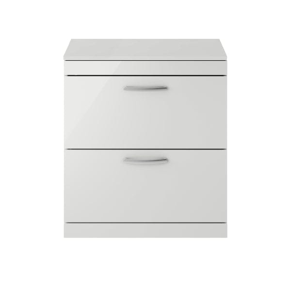 Nuie Floor Standing Vanity Units,Modern Vanity Units,Basins With Floor Standing Vanity Units,Nuie Gloss Grey Mist Nuie Athena 2 Drawer Floorstanding Vanity Unit With Worktop 800mm Wide