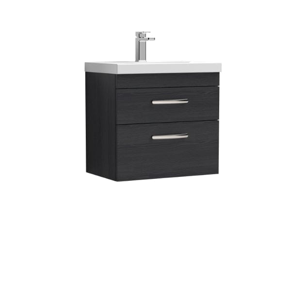 Nuie Wall Hung Vanity Units,Modern Vanity Units,Basins With Wall Hung Vanity Units,Nuie Charcoal Black Nuie Athena 2 Drawer Wall Hung Vanity Unit With Basin-1 600mm Wide