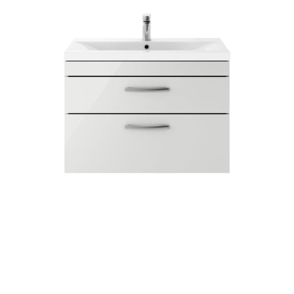 Nuie Wall Hung Vanity Units,Modern Vanity Units,Basins With Wall Hung Vanity Units,Nuie Gloss Grey Mist Nuie Athena 2 Drawer Wall Hung Vanity Unit With Basin-3 800mm Wide