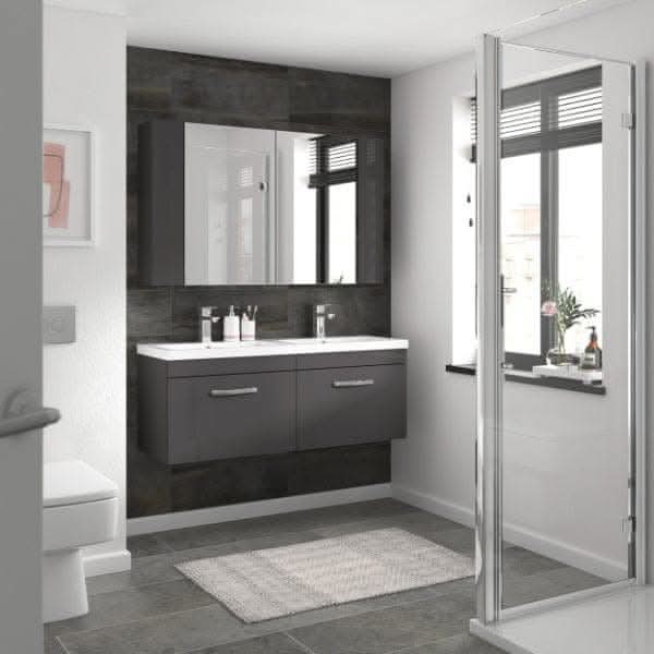 Nuie Wall Hung Vanity Units,Modern Vanity Units,Basins With Wall Hung Vanity Units,Nuie Nuie Athena 2 Drawer Wall Hung Vanity Unit With Double Basin 1200mm Wide