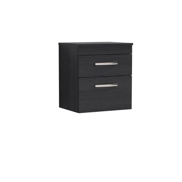 Nuie Wall Hung Vanity Units,Modern Vanity Units,Basins With Wall Hung Vanity Units,Nuie Charcoal Black Nuie Athena 2 Drawer Wall Hung Vanity Unit With Worktop 500mm Wide