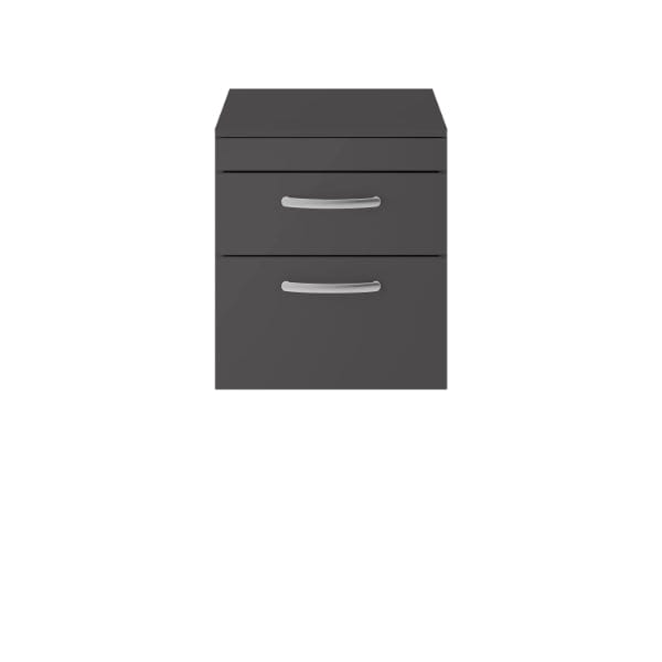Nuie Wall Hung Vanity Units,Modern Vanity Units,Basins With Wall Hung Vanity Units,Nuie Gloss Grey Nuie Athena 2 Drawer Wall Hung Vanity Unit With Worktop 500mm Wide
