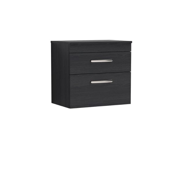 Nuie Wall Hung Vanity Units,Modern Vanity Units,Basins With Wall Hung Vanity Units,Nuie Charcoal Black Nuie Athena 2 Drawer Wall Hung Vanity Unit With Worktop 600mm Wide
