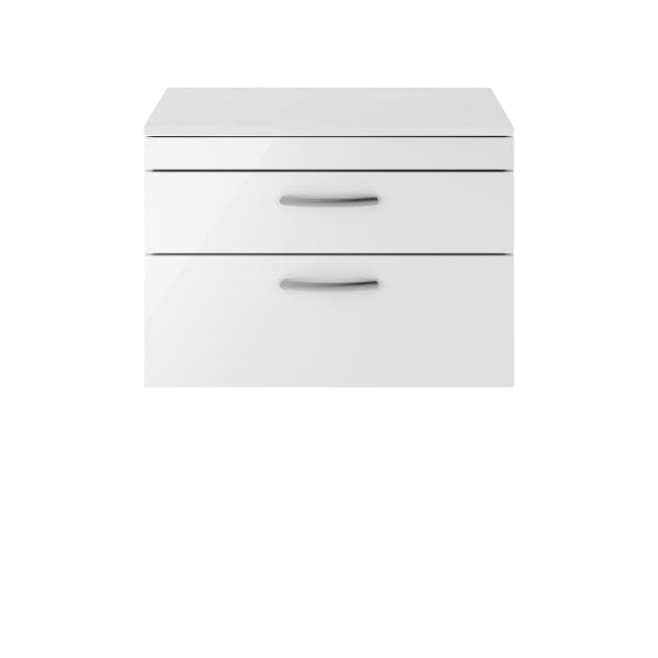 Nuie Wall Hung Vanity Units,Modern Vanity Units,Basins With Wall Hung Vanity Units,Nuie Gloss White Nuie Athena 2 Drawer Wall Hung Vanity Unit With Worktop 800mm Wide