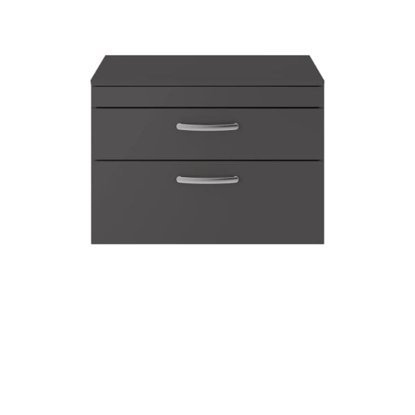 Nuie Wall Hung Vanity Units,Modern Vanity Units,Basins With Wall Hung Vanity Units,Nuie Gloss Grey Nuie Athena 2 Drawer Wall Hung Vanity Unit With Worktop 800mm Wide