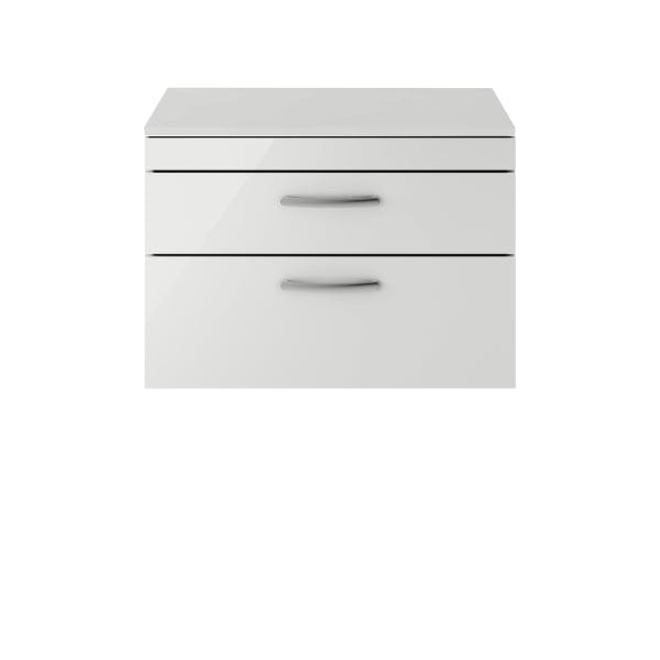 Nuie Wall Hung Vanity Units,Modern Vanity Units,Basins With Wall Hung Vanity Units,Nuie Gloss Grey Mist Nuie Athena 2 Drawer Wall Hung Vanity Unit With Worktop 800mm Wide