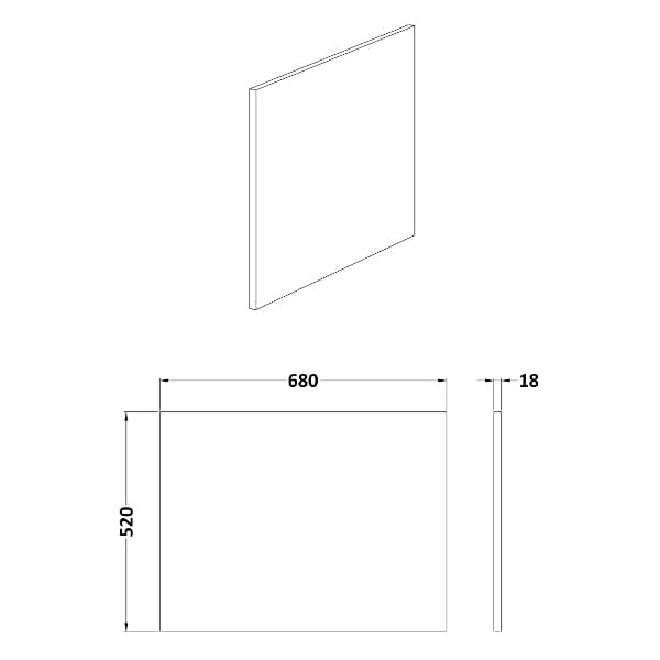 Nuie Bath Panels, Nuie Nuie Athena Square Shower Bath End Panel 540mm x 680mm